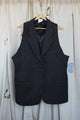 dark wool blazer upcycled into vest, repurposed secondhand clothing. 