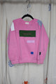 kids pink upcycled crewneck worn by 6 years, with pops of colour, repurposed in canada