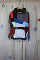 upcycled colourful patchwork hoodie, repurposed in canada