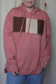 pink hoodie with brown quilting on the front with tiny pink flowers, upcycled in canada