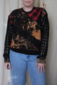 plaid, lace, bleached out and fringe sweater, one-of-a-kind punk rock sweater, upcycled in canada