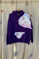 purple hoodie with floral quilt details throughout, repurposed in canada