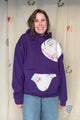 purple hoodie with floral quilt details throughout, repurposed in canada