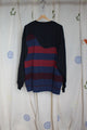 upcycled black red and navy striped sweater, repurposed in canada